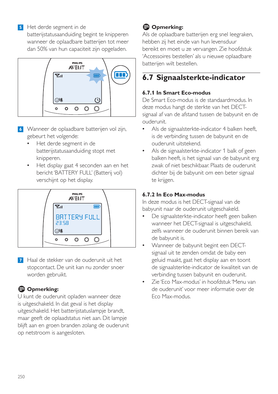 7 signaalsterkte-indicator | Philips AVENT Écoute-bébé DECT User Manual | Page 250 / 400