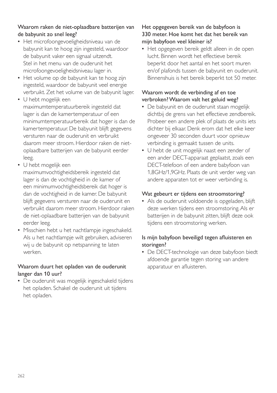 Philips AVENT Écoute-bébé DECT User Manual | Page 262 / 400