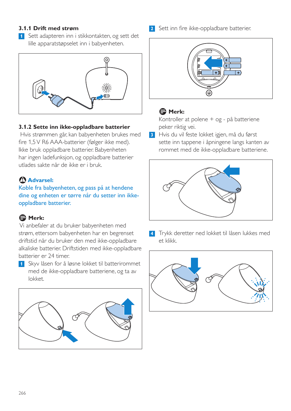 Philips AVENT Écoute-bébé DECT User Manual | Page 266 / 400