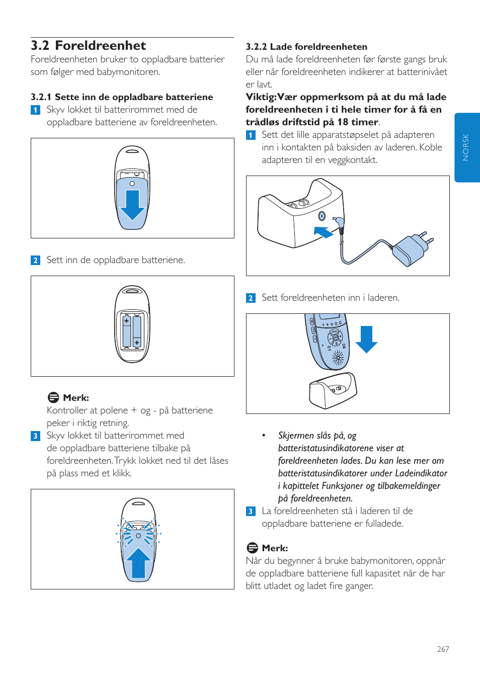 2 foreldreenhet | Philips AVENT Écoute-bébé DECT User Manual | Page 267 / 400