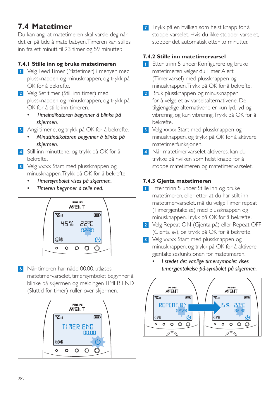 4 matetimer | Philips AVENT Écoute-bébé DECT User Manual | Page 282 / 400