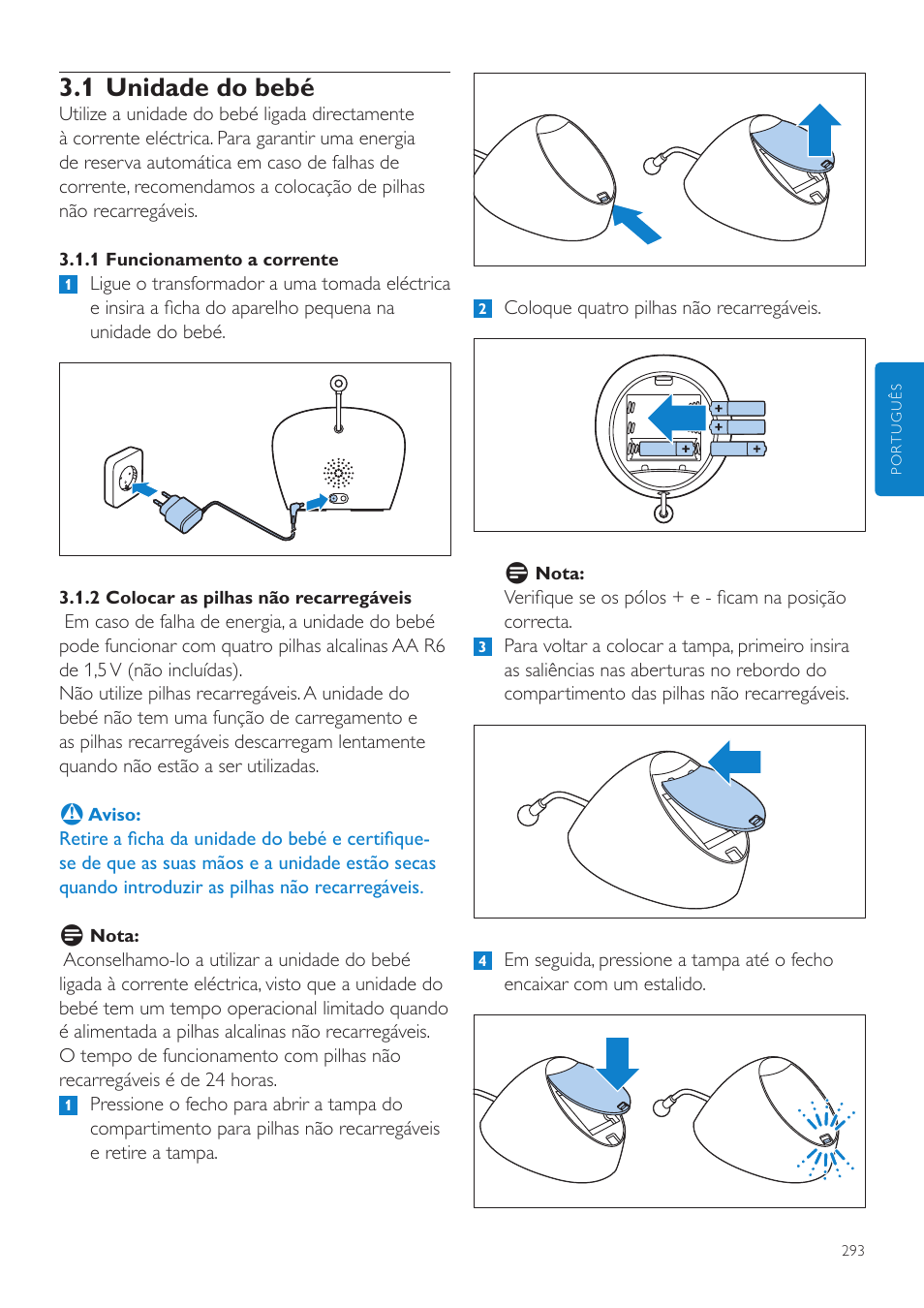 1 unidade do bebé | Philips AVENT Écoute-bébé DECT User Manual | Page 293 / 400