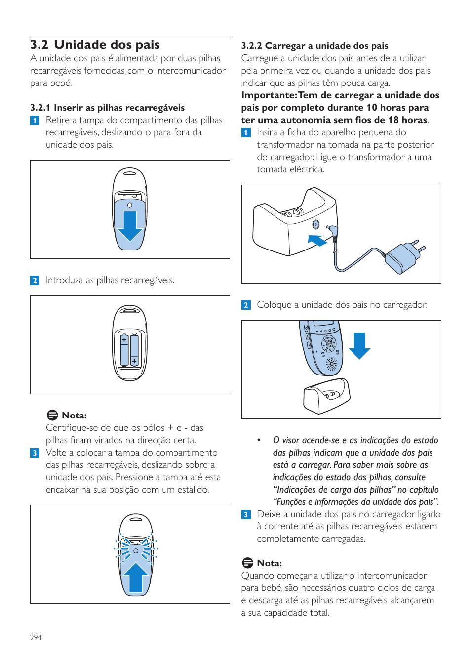 2 unidade dos pais | Philips AVENT Écoute-bébé DECT User Manual | Page 294 / 400