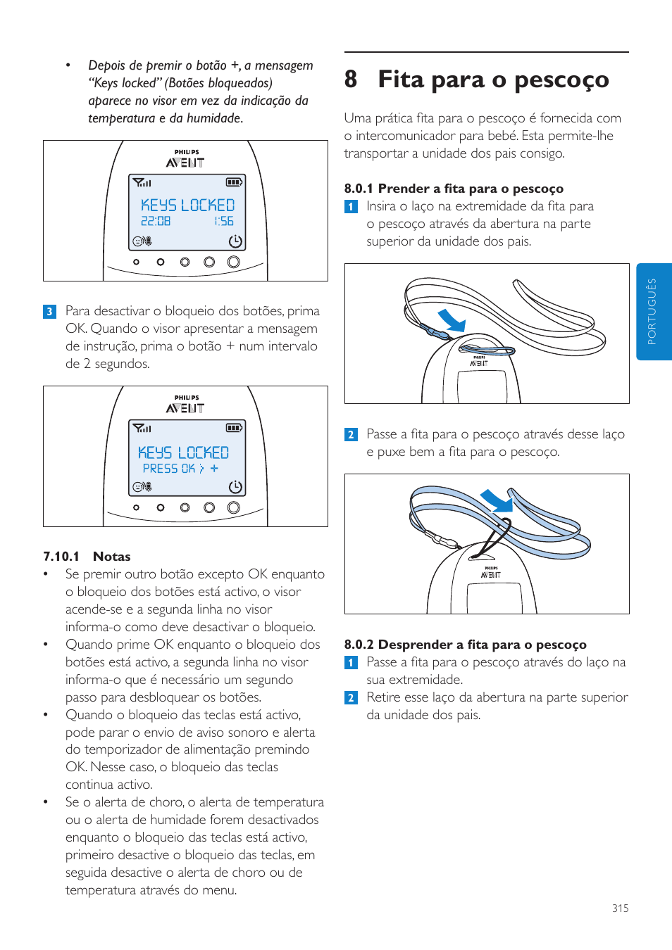 Fita para o pescoço, 8 fita para o pescoço | Philips AVENT Écoute-bébé DECT User Manual | Page 315 / 400