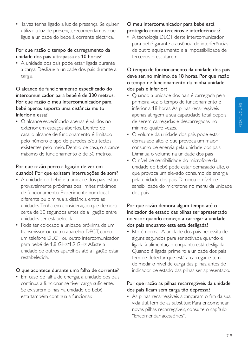 Philips AVENT Écoute-bébé DECT User Manual | Page 319 / 400