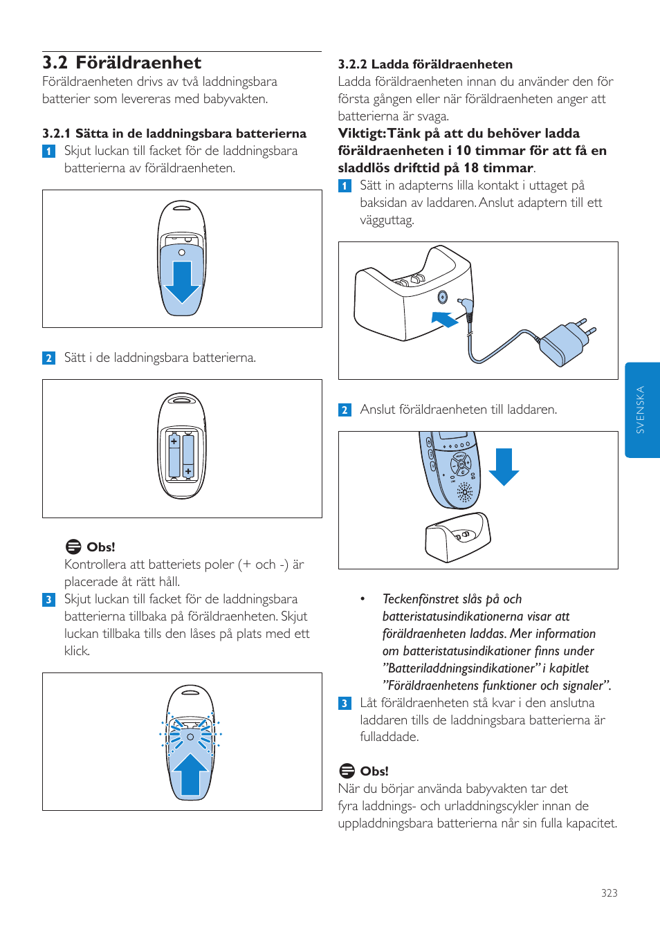 2 föräldraenhet | Philips AVENT Écoute-bébé DECT User Manual | Page 323 / 400