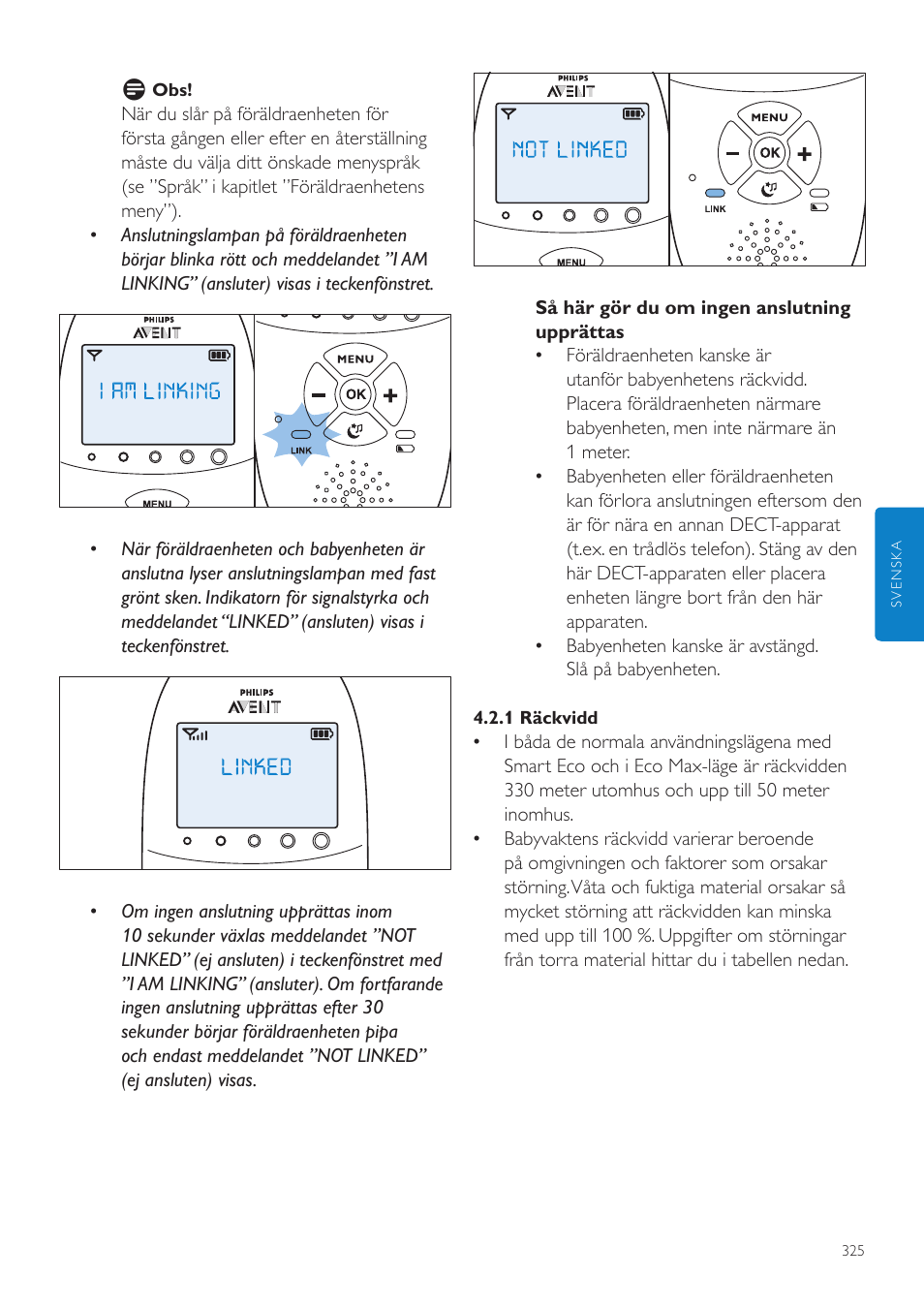 Philips AVENT Écoute-bébé DECT User Manual | Page 325 / 400