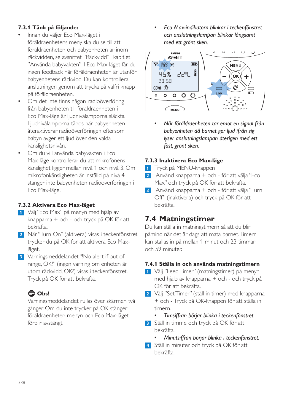 4 matningstimer | Philips AVENT Écoute-bébé DECT User Manual | Page 338 / 400