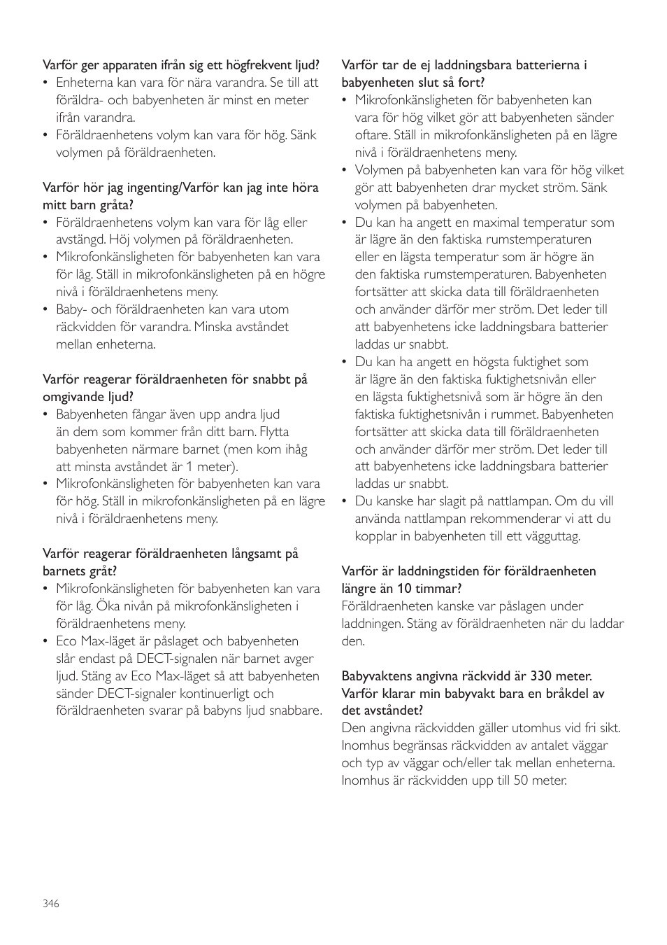 Philips AVENT Écoute-bébé DECT User Manual | Page 346 / 400