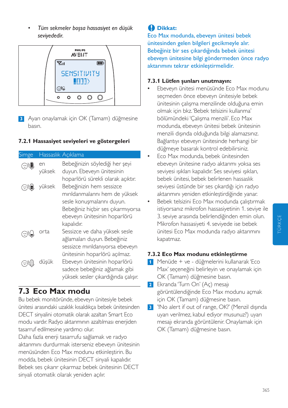 3 eco max modu | Philips AVENT Écoute-bébé DECT User Manual | Page 365 / 400