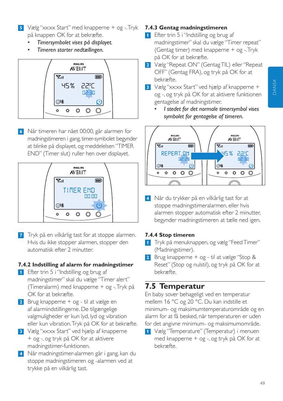 5 temperatur | Philips AVENT Écoute-bébé DECT User Manual | Page 49 / 400