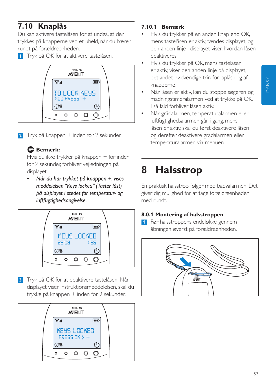 10 knaplås, 8 halsstrop | Philips AVENT Écoute-bébé DECT User Manual | Page 53 / 400