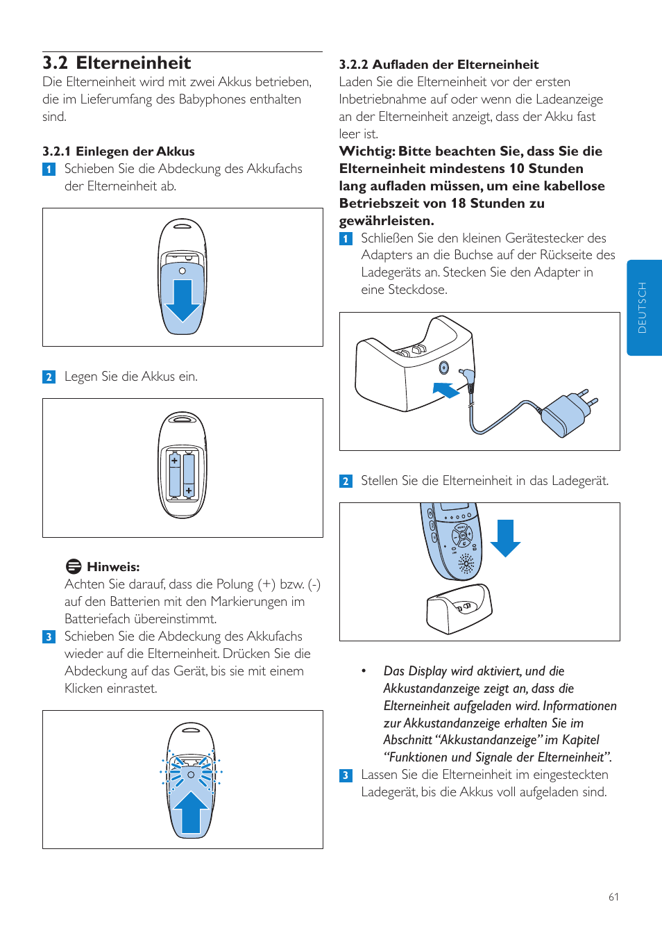 2 elterneinheit | Philips AVENT Écoute-bébé DECT User Manual | Page 61 / 400