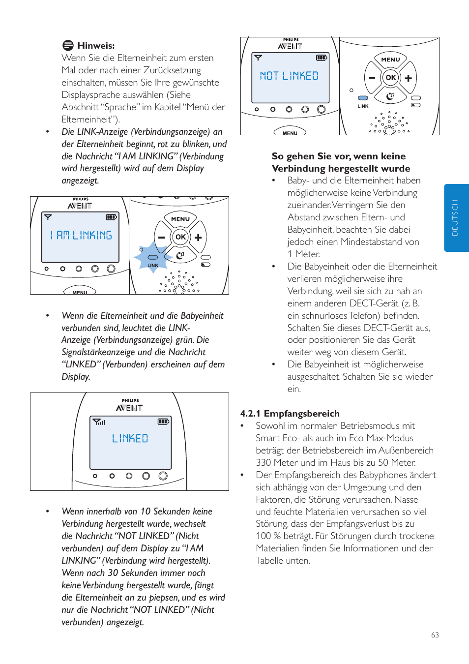 Philips AVENT Écoute-bébé DECT User Manual | Page 63 / 400