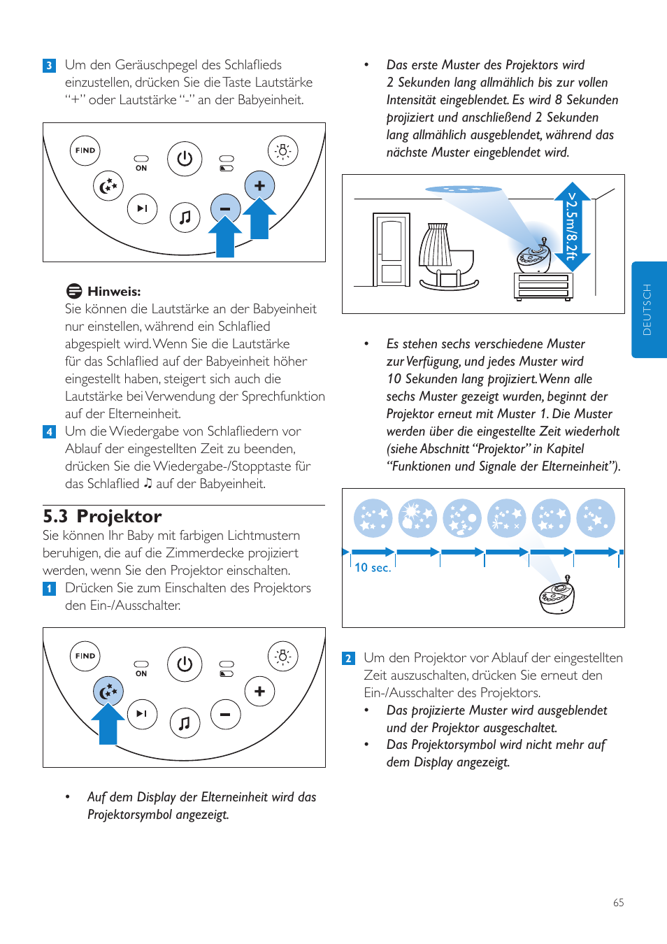 3 projektor | Philips AVENT Écoute-bébé DECT User Manual | Page 65 / 400