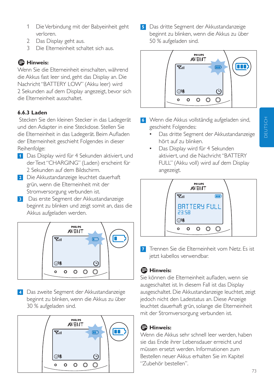 Philips AVENT Écoute-bébé DECT User Manual | Page 73 / 400