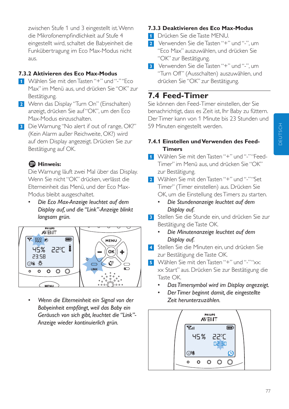 4 feed-timer | Philips AVENT Écoute-bébé DECT User Manual | Page 77 / 400