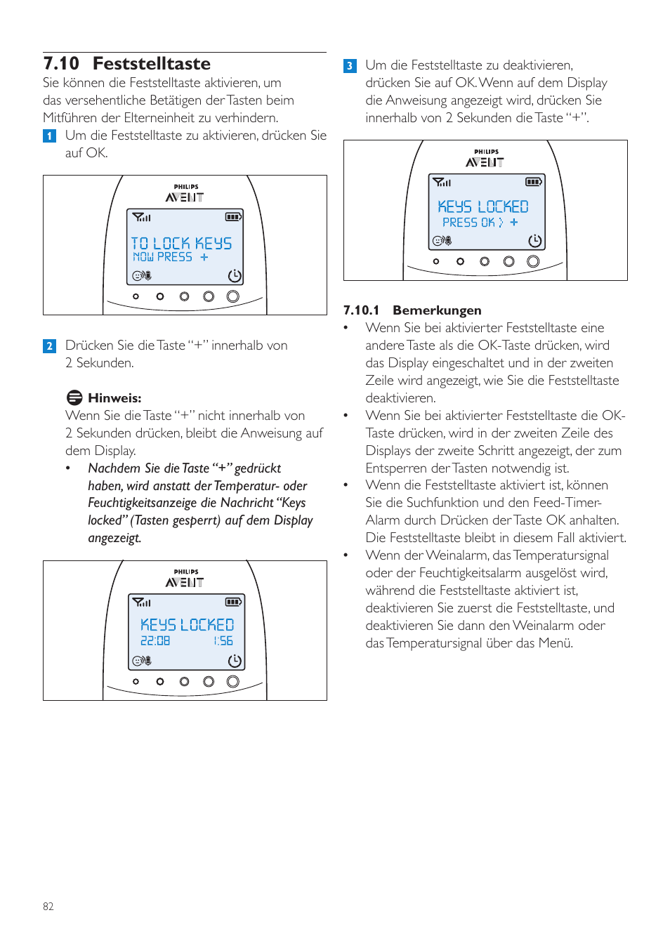 10 feststelltaste | Philips AVENT Écoute-bébé DECT User Manual | Page 82 / 400