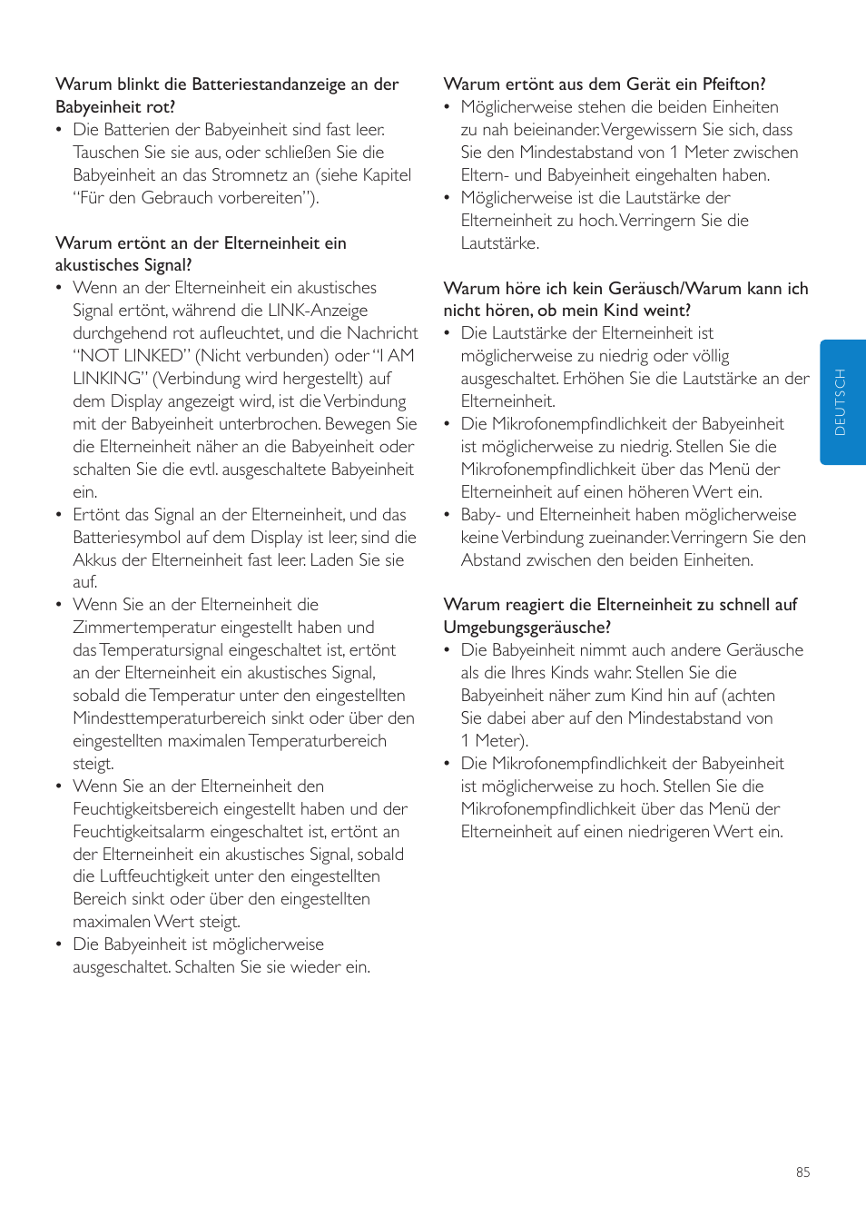 Philips AVENT Écoute-bébé DECT User Manual | Page 85 / 400