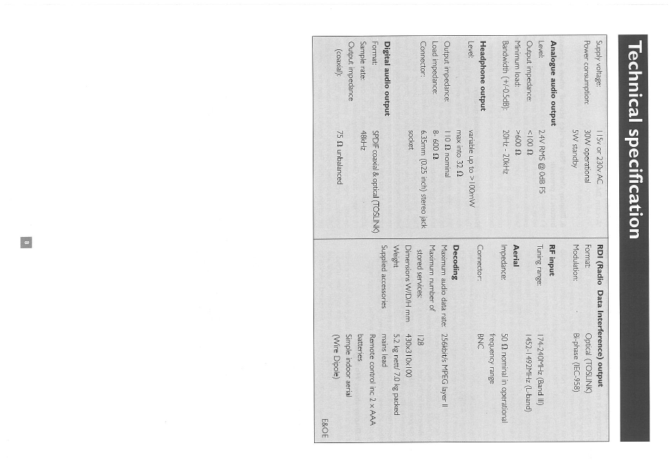 Technical specification | Arcam Alpha 10 User Manual | Page 9 / 11