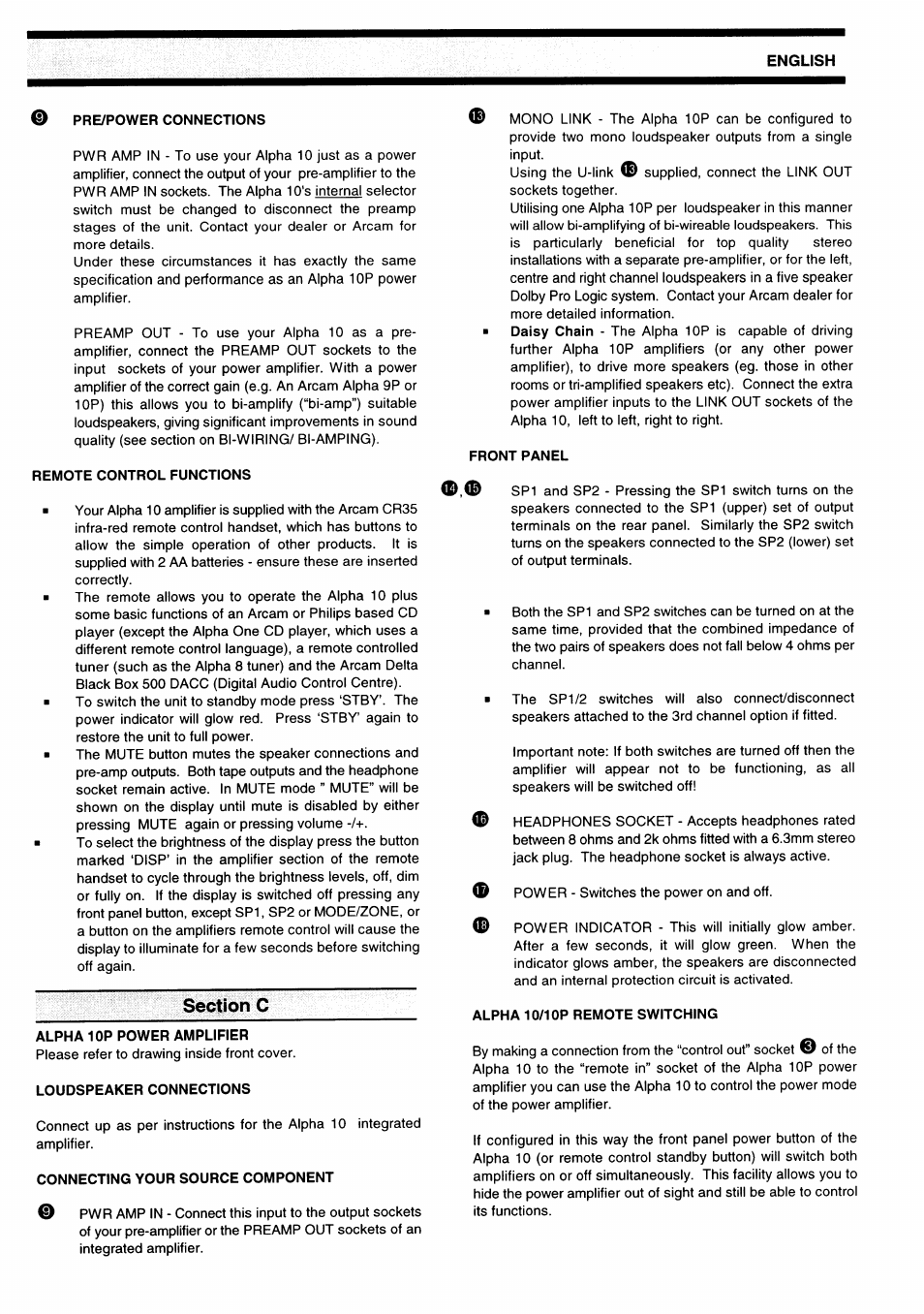 Section c | Arcam Alpha 10/10P User Manual | Page 7 / 14