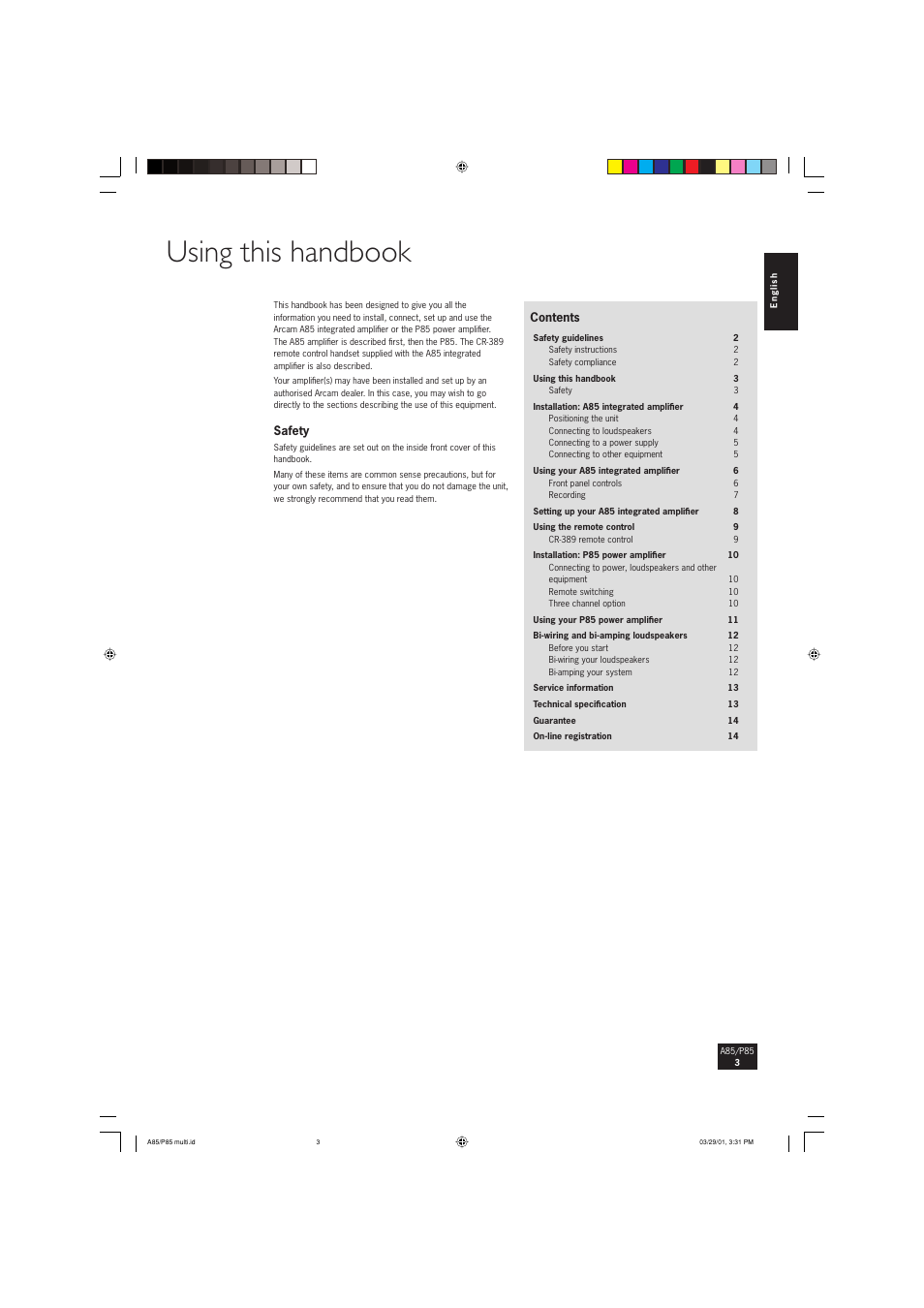 Using this handbook | Arcam P85 User Manual | Page 3 / 14