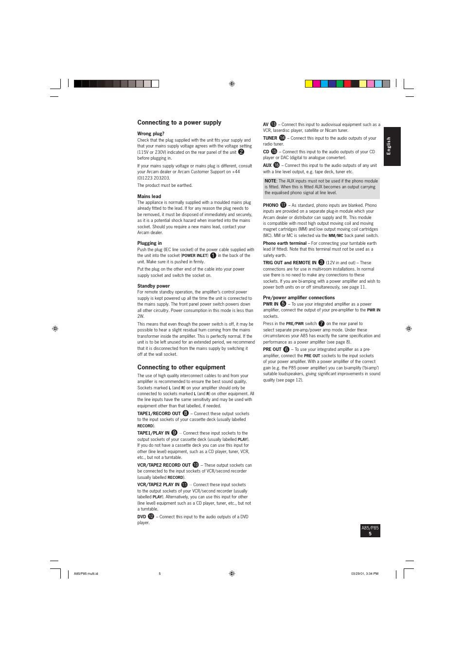 Arcam P85 User Manual | Page 5 / 14