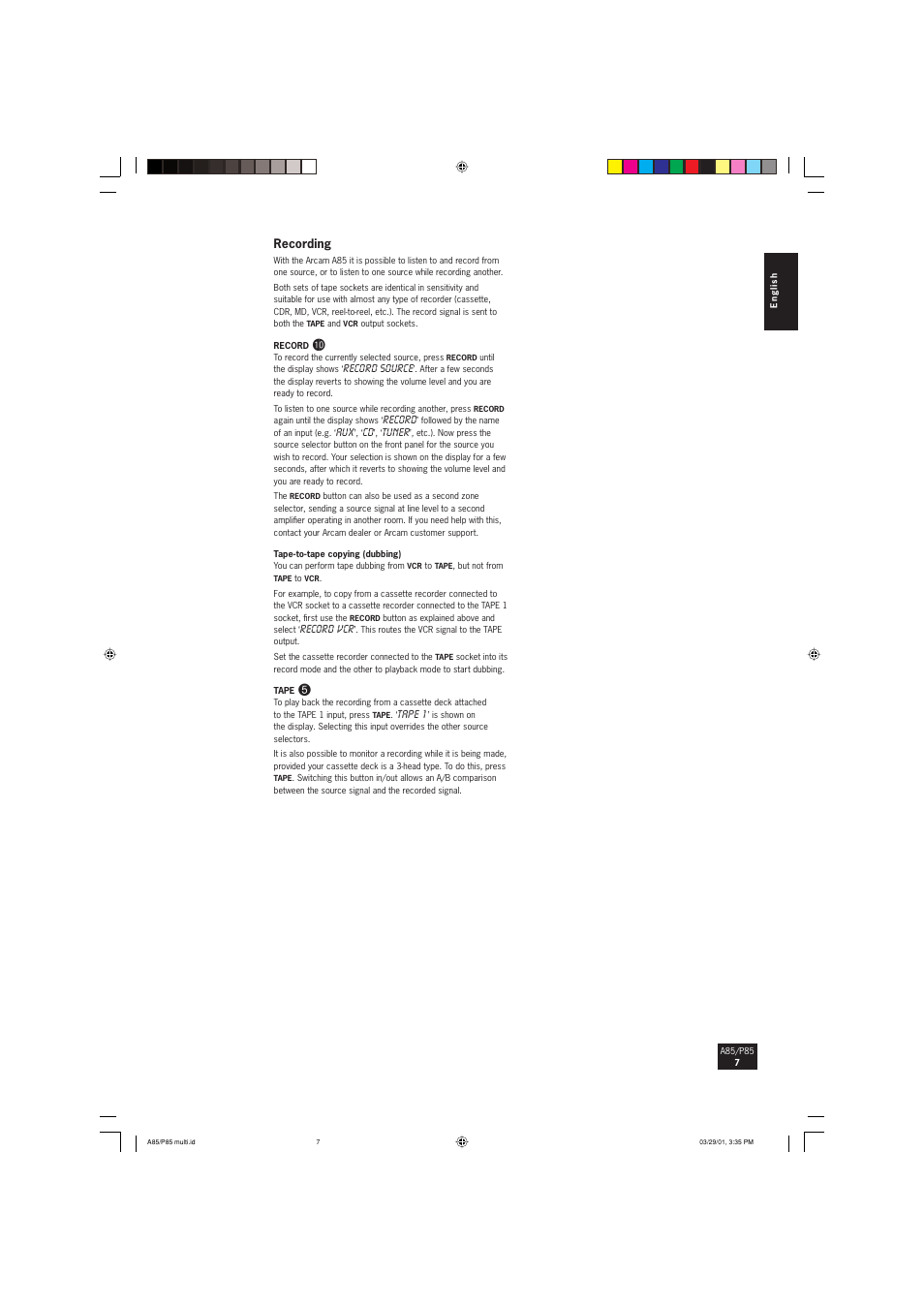 Arcam P85 User Manual | Page 7 / 14