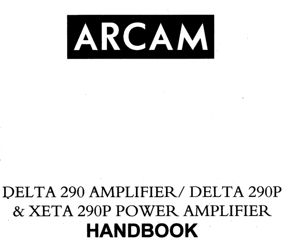 Arcam Delta 290P User Manual | 11 pages