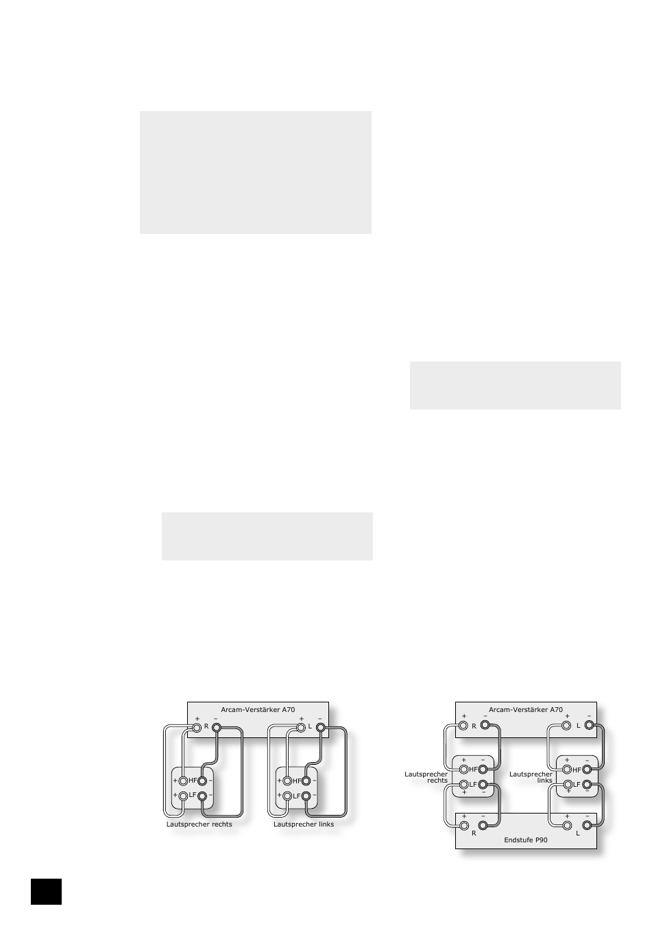 Bi-wiring und bi-amping der lautsprecher, Erste schritte, Bi-wiring der lautsprecher | Bi-amping der anlage | Arcam A70 User Manual | Page 34 / 52