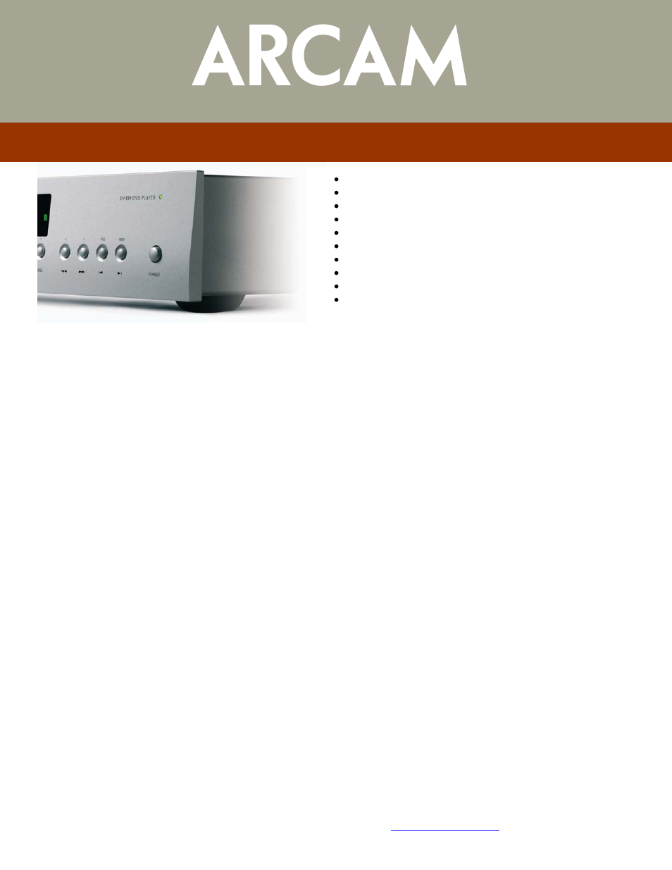 Arcam FMJ DV139 User Manual | 1 page
