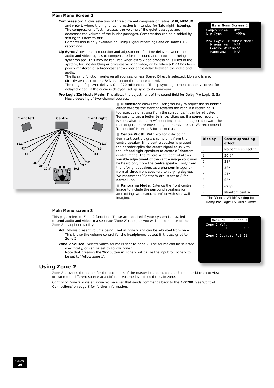 Using zone 2 | Arcam AVR280 User Manual | Page 26 / 38
