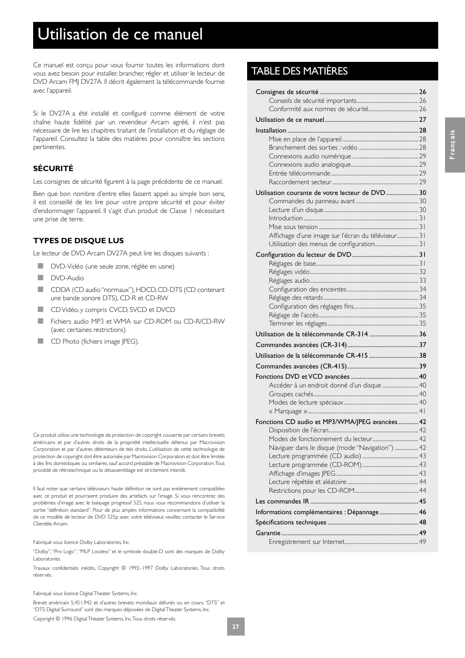 Arcam DV27A User Manual | Page 27 / 100