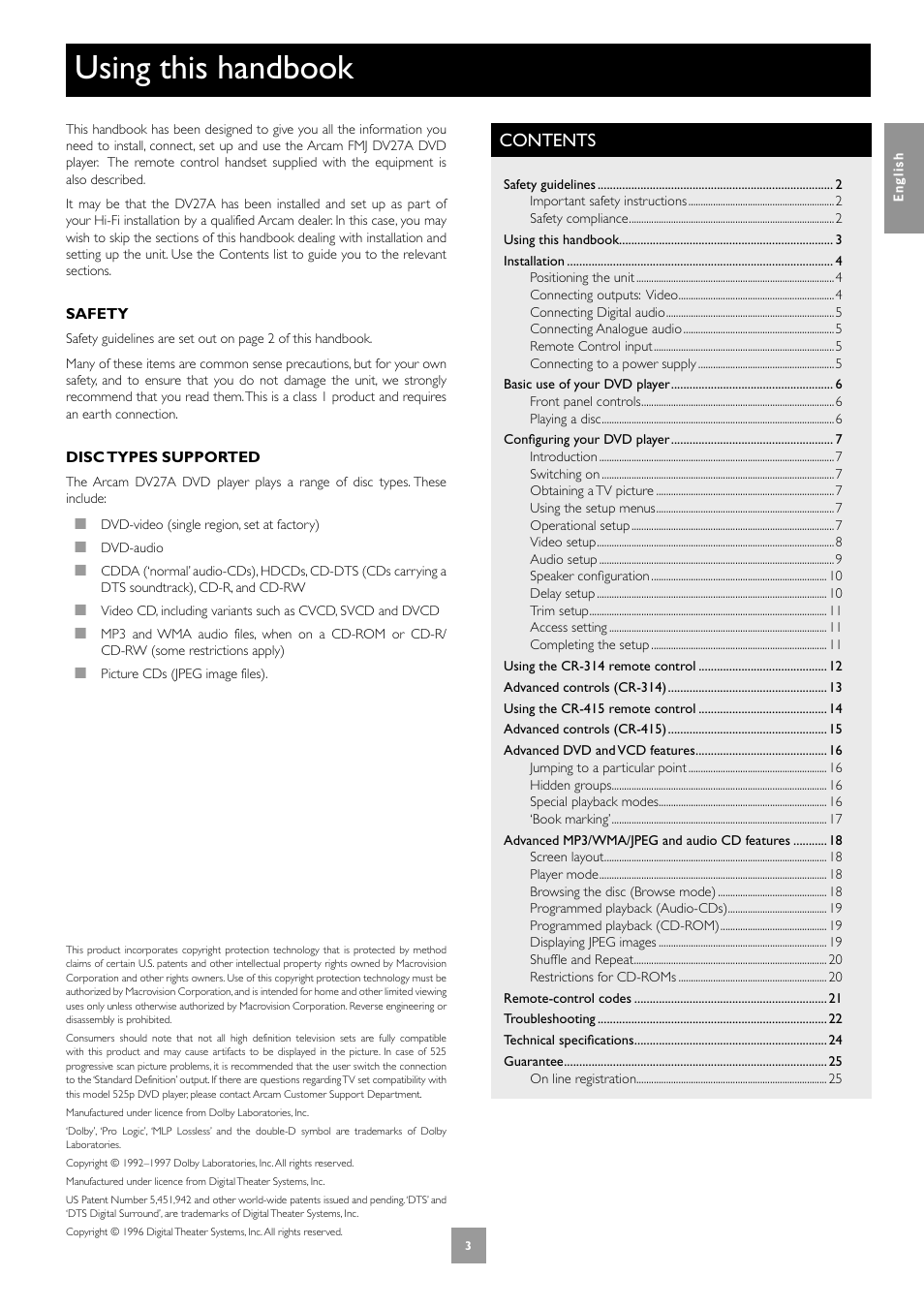 Arcam DV27A User Manual | Page 3 / 100