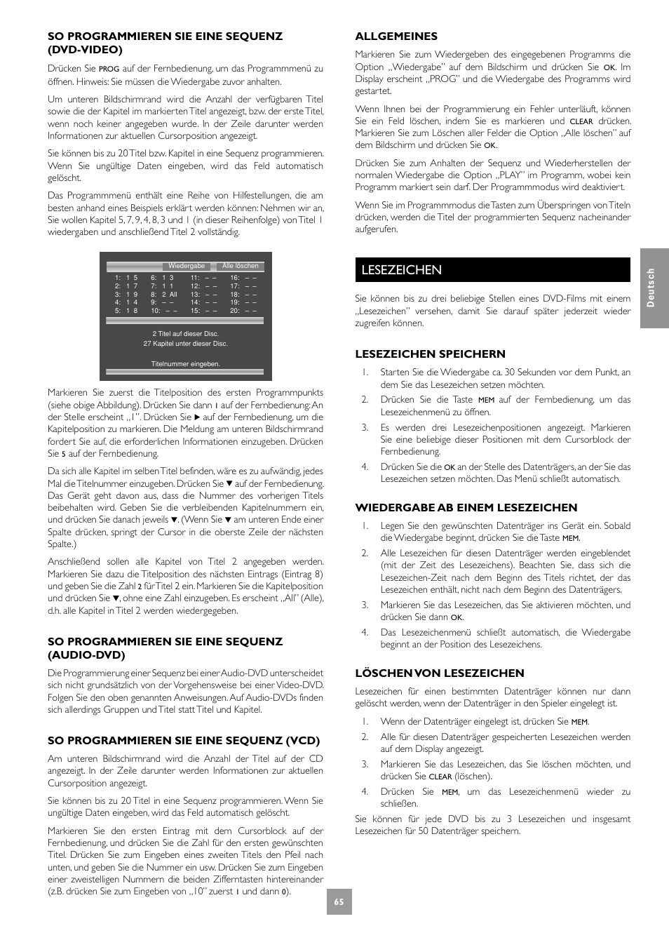 Lesezeichen | Arcam DV27A User Manual | Page 65 / 100