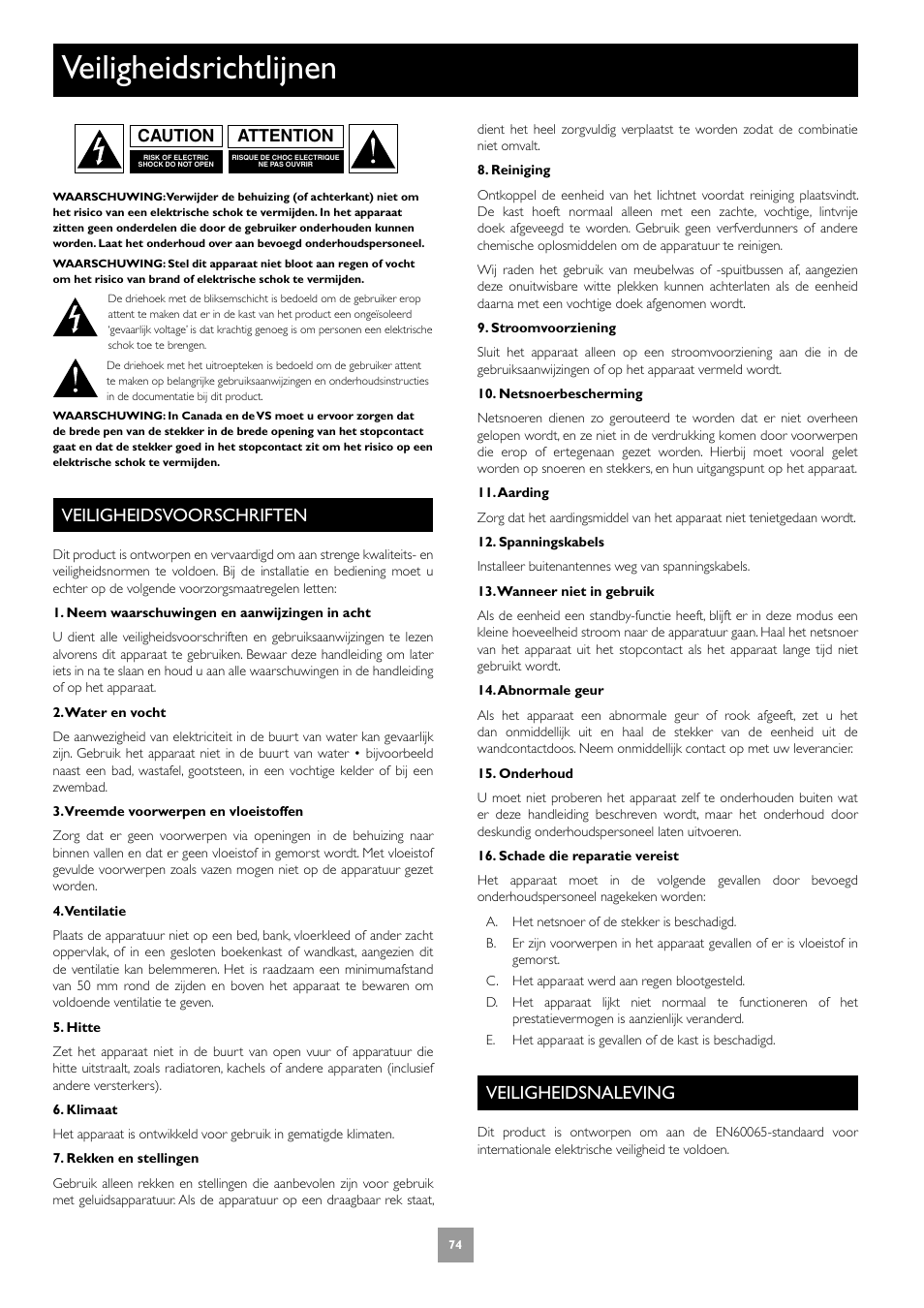 Veiligheidsrichtlijnen, Veiligheidsvoorschriften, Veiligheidsnaleving | Arcam DV27A User Manual | Page 74 / 100