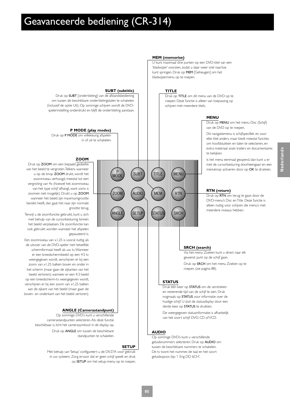 Geavanceerde bediening (cr-314) | Arcam DV27A User Manual | Page 85 / 100