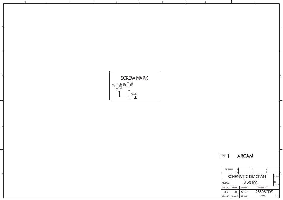 Screw mark, Schematic diagram, Avr400 | 2330scdz, L.j.y, L.j.h s.h.s | Arcam AVR400 User Manual | Page 34 / 34