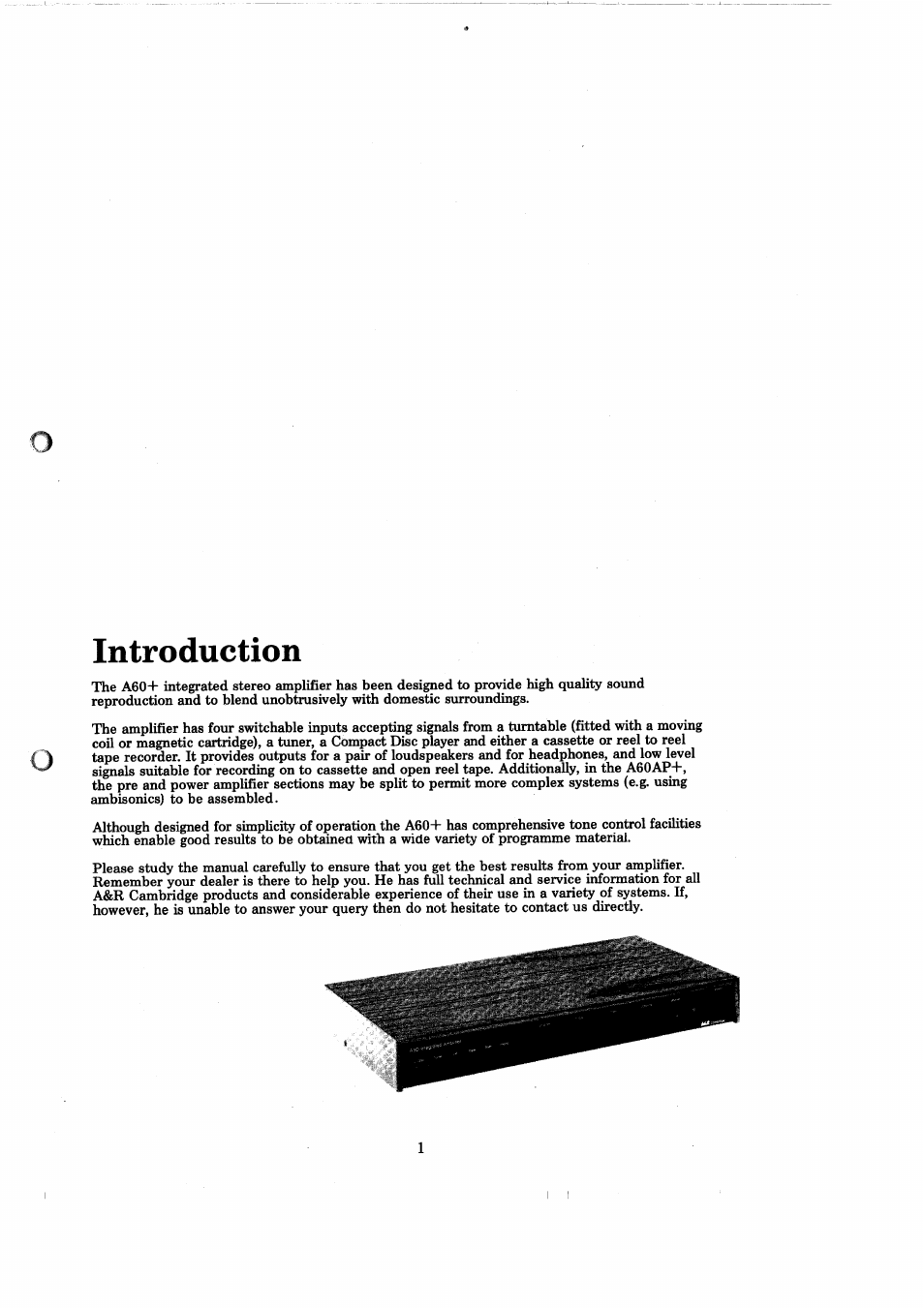 Introduction | Arcam A60 User Manual | Page 3 / 16