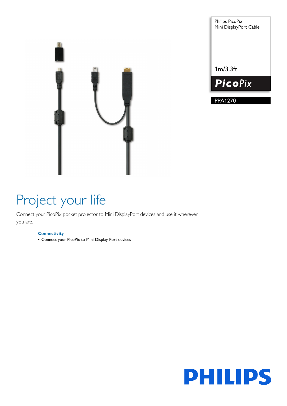 Philips PicoPix Câble Mini DisplayPort User Manual | 2 pages
