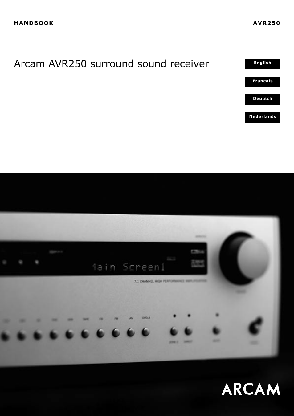 Arcam surround sound receiver AVR250 User Manual | 44 pages