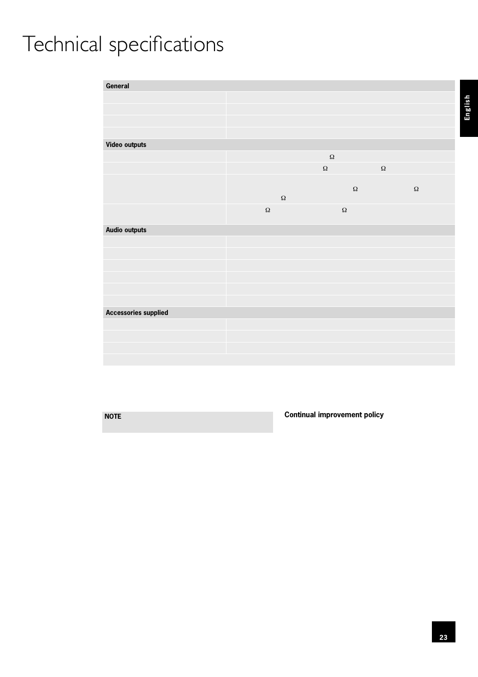 Technical specifications | Arcam DV78 User Manual | Page 23 / 100