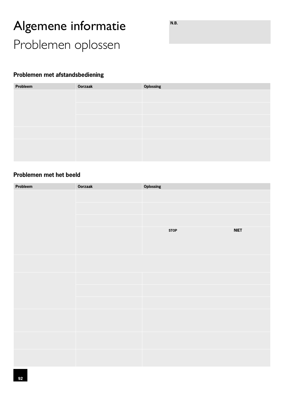 Algemene informatie, Problemen met afstandsbediening, Problemen met het beeld | 92 problemen met het beeld, Problemen oplossen | Arcam DV78 User Manual | Page 92 / 100