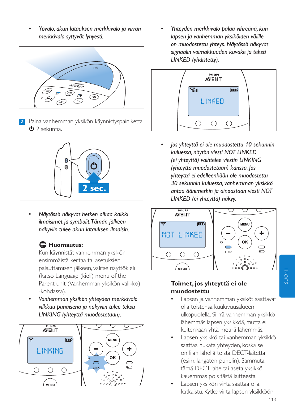 Philips AVENT Écoute-bébé DECT User Manual | Page 113 / 294