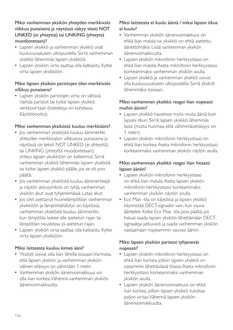 Philips AVENT Écoute-bébé DECT User Manual | Page 126 / 294