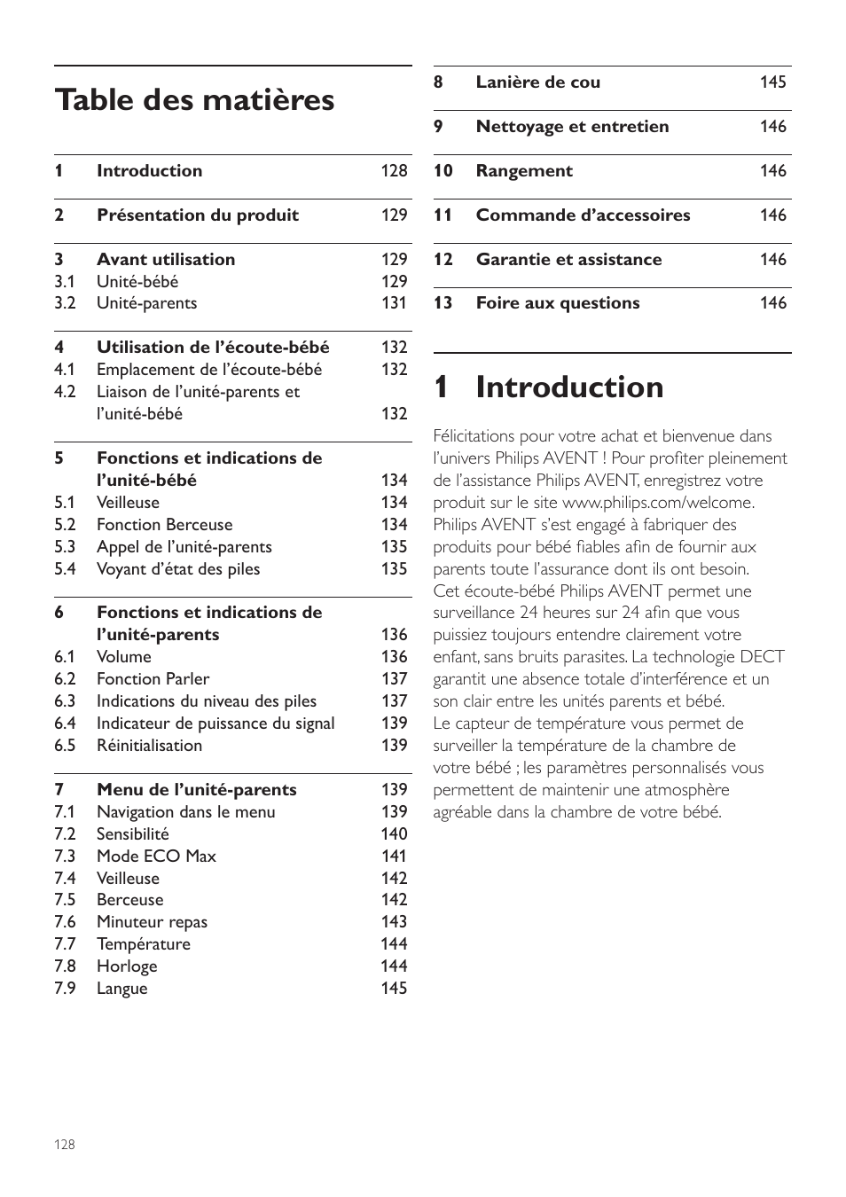 Philips AVENT Écoute-bébé DECT User Manual | Page 128 / 294