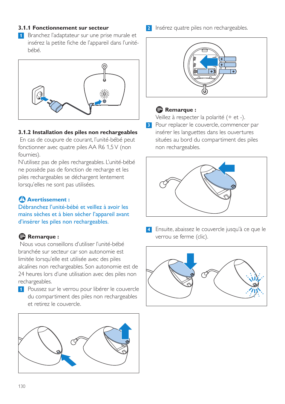 Philips AVENT Écoute-bébé DECT User Manual | Page 130 / 294