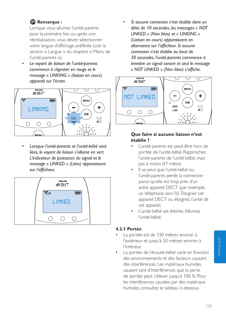 Philips AVENT Écoute-bébé DECT User Manual | Page 133 / 294