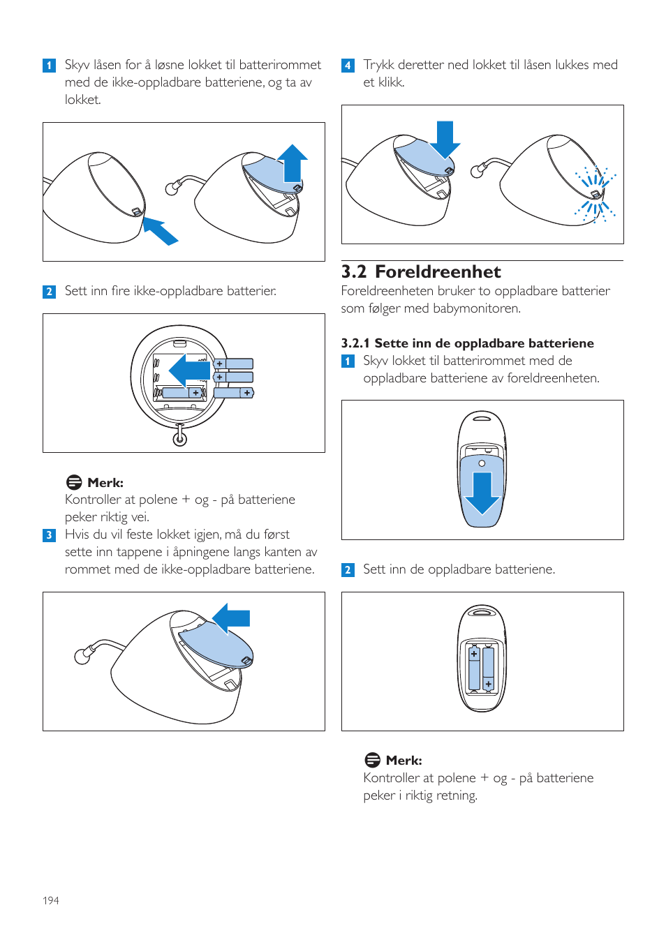 2 foreldreenhet | Philips AVENT Écoute-bébé DECT User Manual | Page 194 / 294