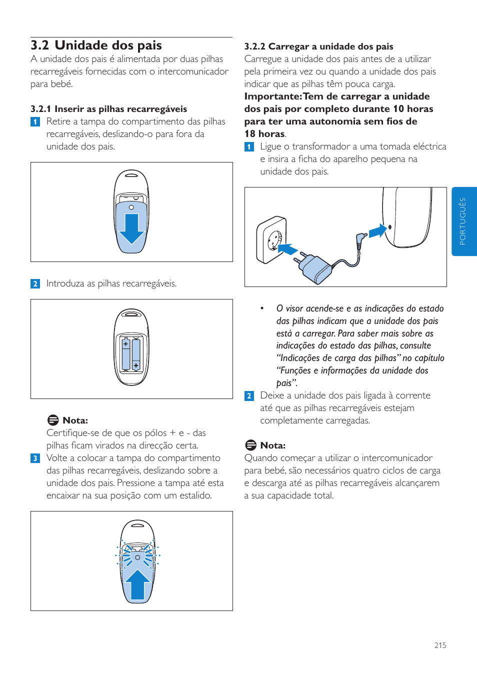 2 unidade dos pais | Philips AVENT Écoute-bébé DECT User Manual | Page 215 / 294